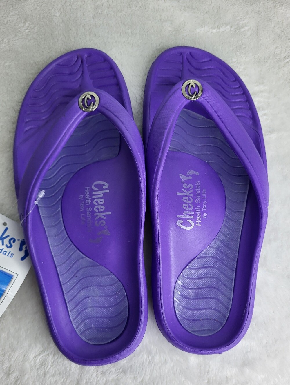 90s Vintage Cheeks By Tony Little Purple Flip Flop Sandals for Women. Size 6